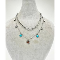 Gümüş İkili Figürlü Kolye